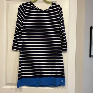 Southern tide large navy stripe performance dress blue